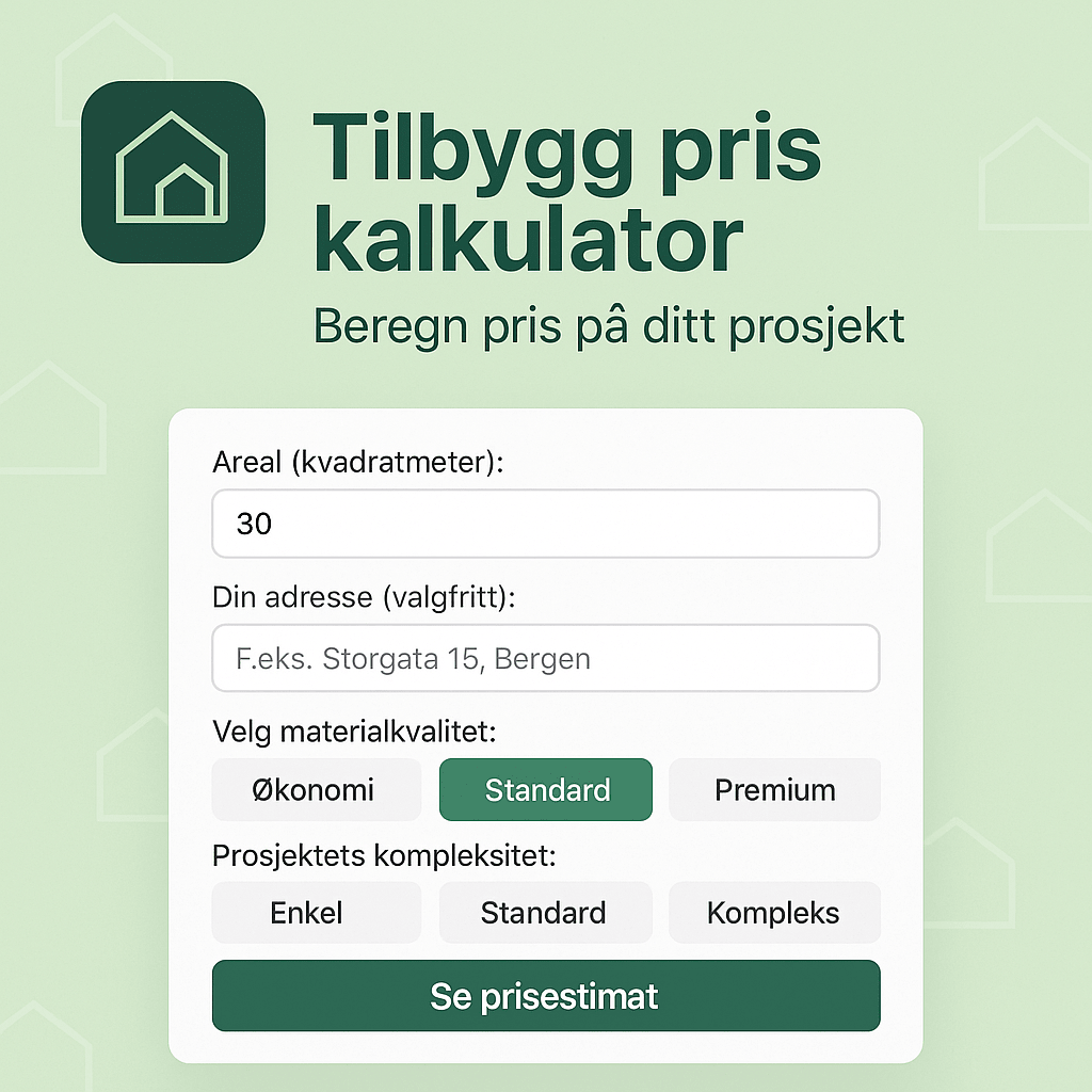 Tilbygg pris kalkulator